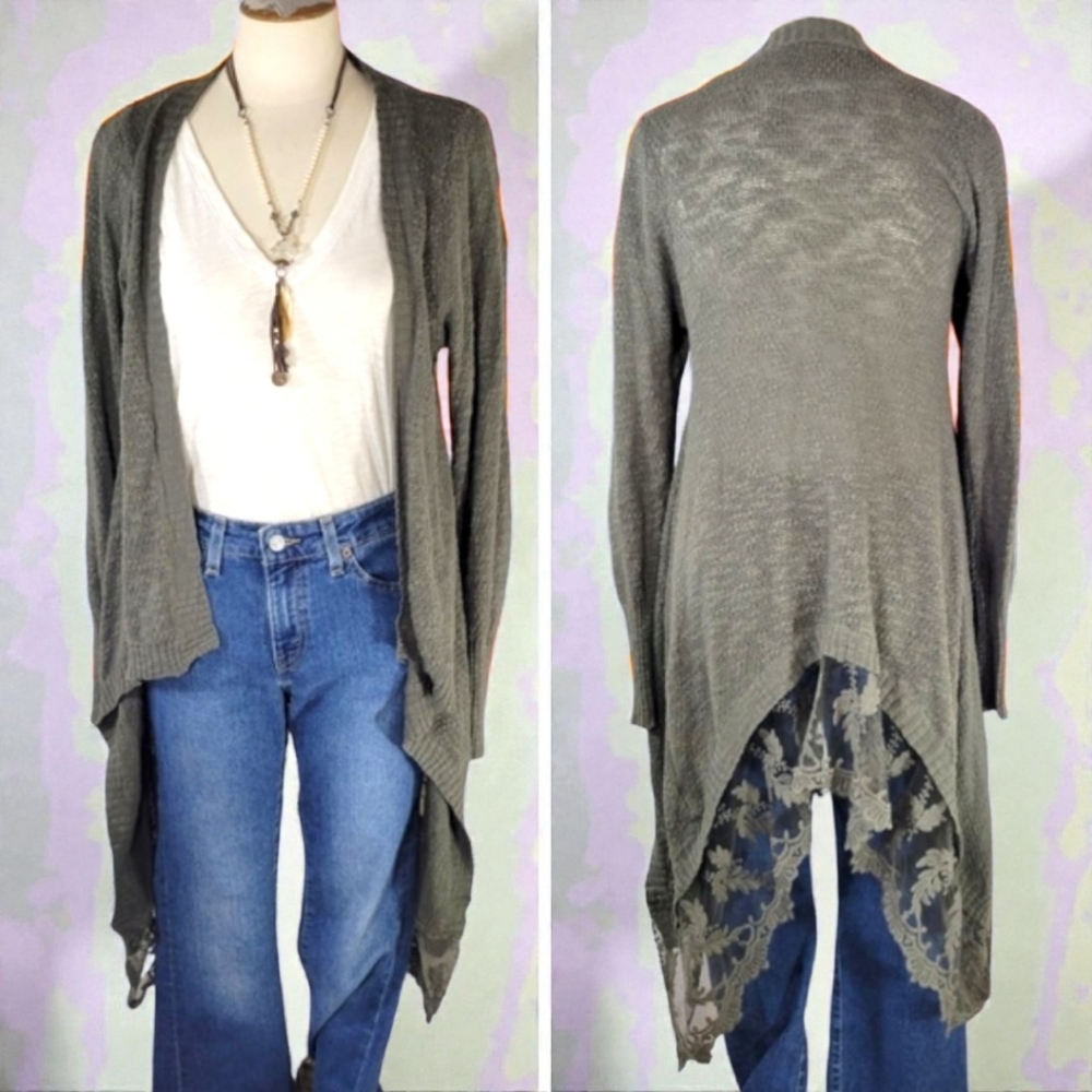 Francesca's Green Open Front Ladies Cardigan Size S